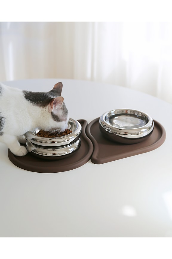 view 2 of 3 Drop Pet Food Bowl Mats Set Of 2 in Espresso