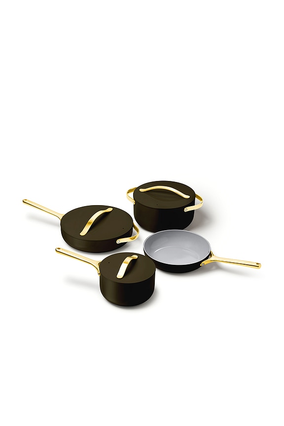 view 2 of 6 12 Piece Non-toxic Ceramic Non-stick Cookware Set in Black & Gold