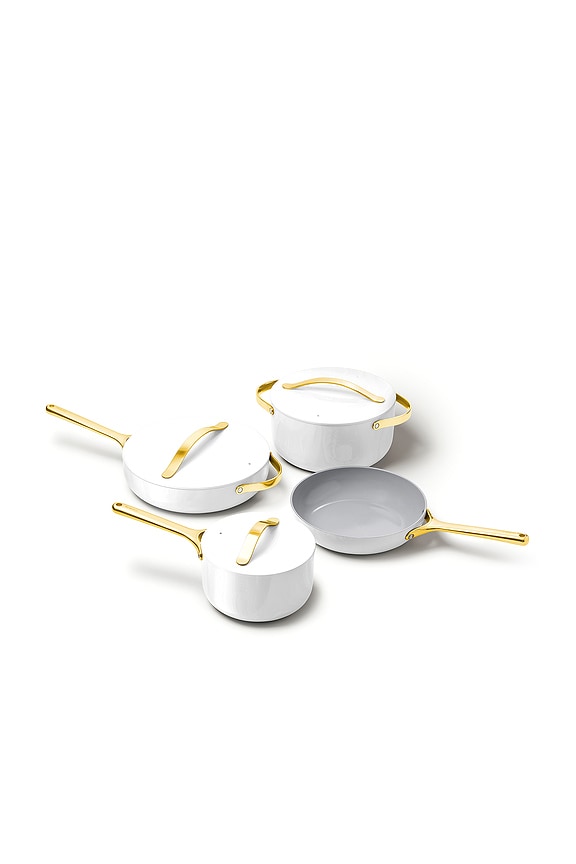 view 2 of 6 12 Piece Non-toxic Ceramic Non-stick Cookware Set in White & Gold