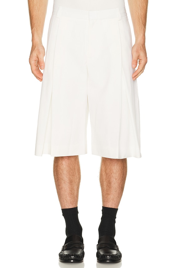 view 1 of 4 Pleated Baggy Shorts in White