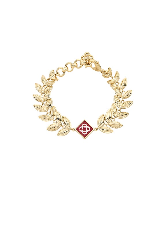view 2 of 3 Laurel Leaf Bracelet in Gold & Red