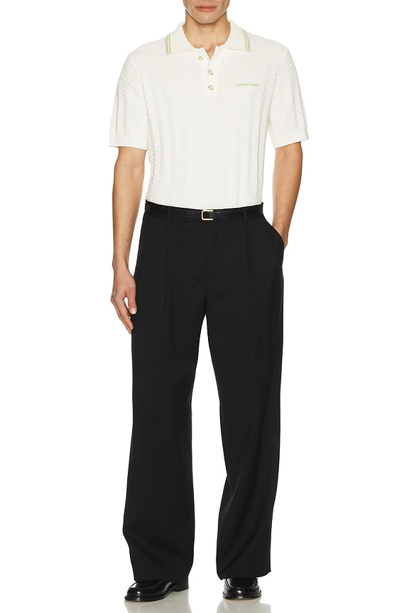 Casablanca Tennis Boucle Polo Shirt in white | REVOLVE