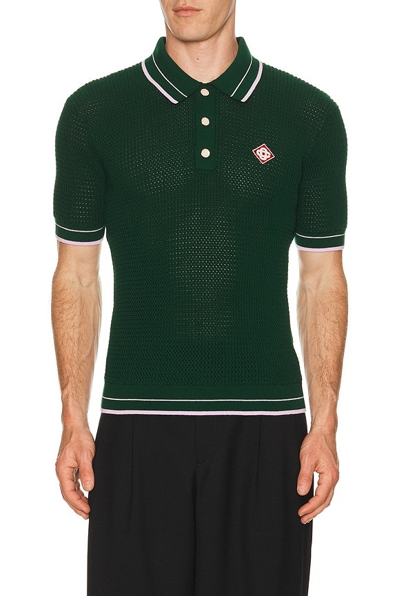 view 1 of 5 Mock Mini Crochet Polo in Green