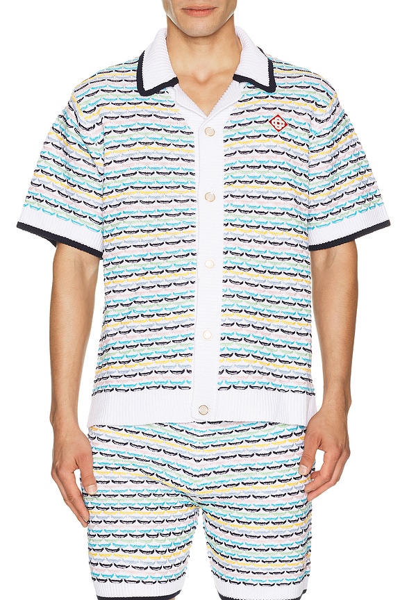 view 1 of 5 Tuck Stitch Short Sleeve Shirt in Multi