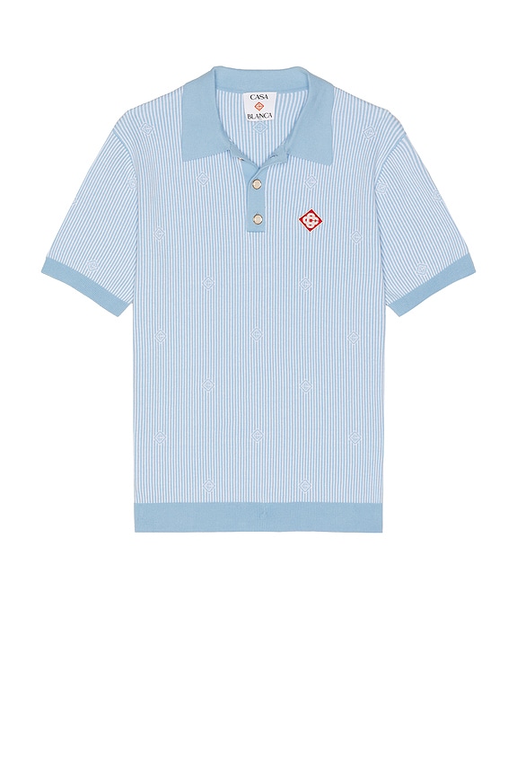 Casablanca Pinstripe Polo Shirt in Light Blue | REVOLVE