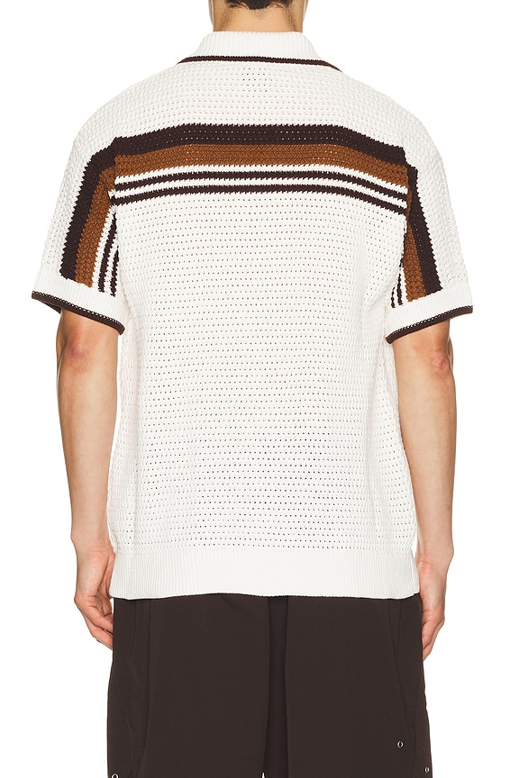 view 2 of 5 Crochet Short Sleeve Shirt in White & Brown