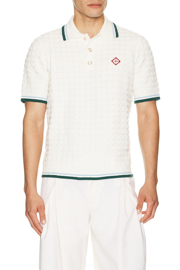 view 1 of 5 Boucle Short Sleeve Polo in White