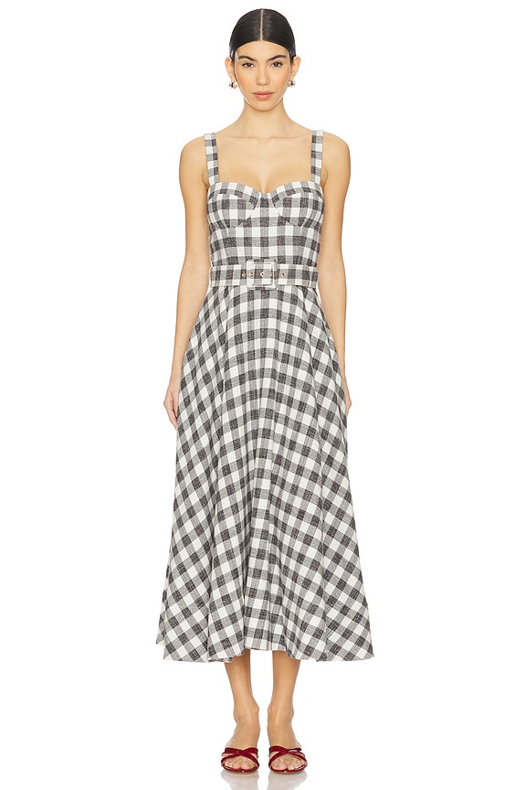 view 1 of 4 Calypso Dress in Black Ivory Boucle Grid