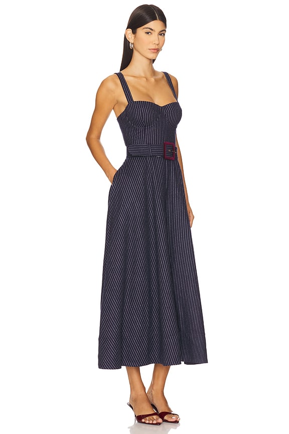 view 2 of 4 Calypso Dress in Navy Chalk Stripe