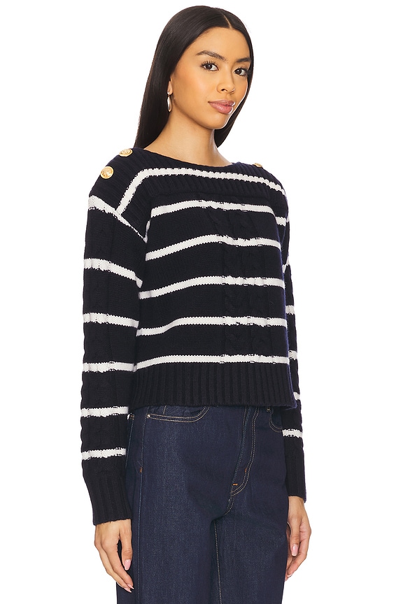 view 2 of 4 Sarita Sweater in Navy Ivory Stripe