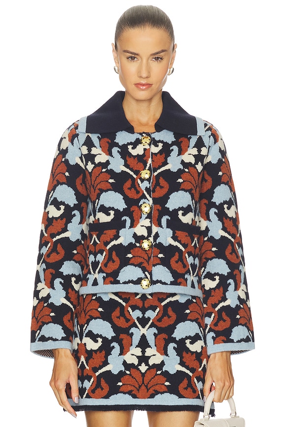 view 1 of 4 Delilah Cardigan in Fleur Crest Blue