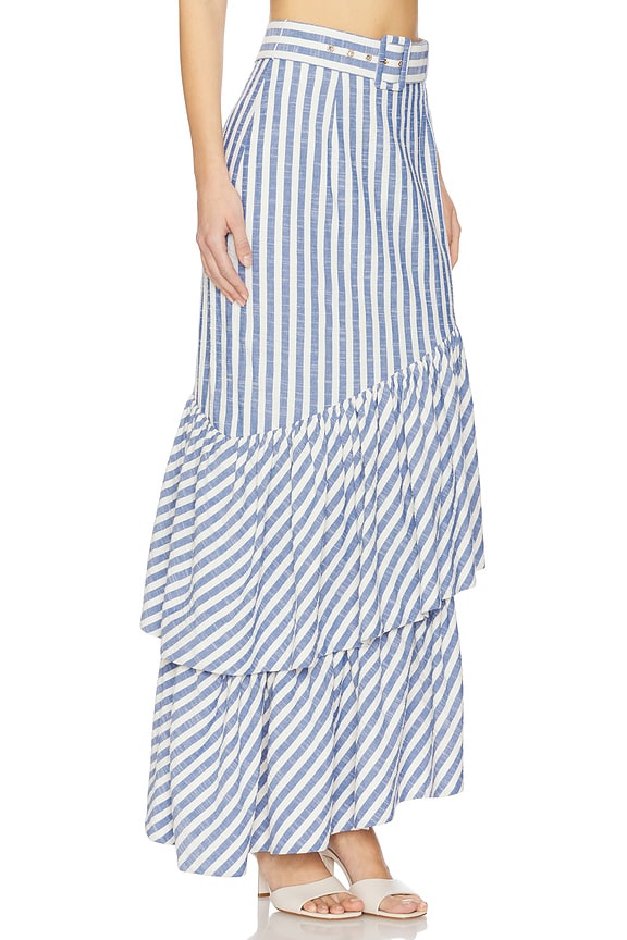 view 2 of 6 TERRA 미디 스커트 in Ivory Blue Striped Seersucker