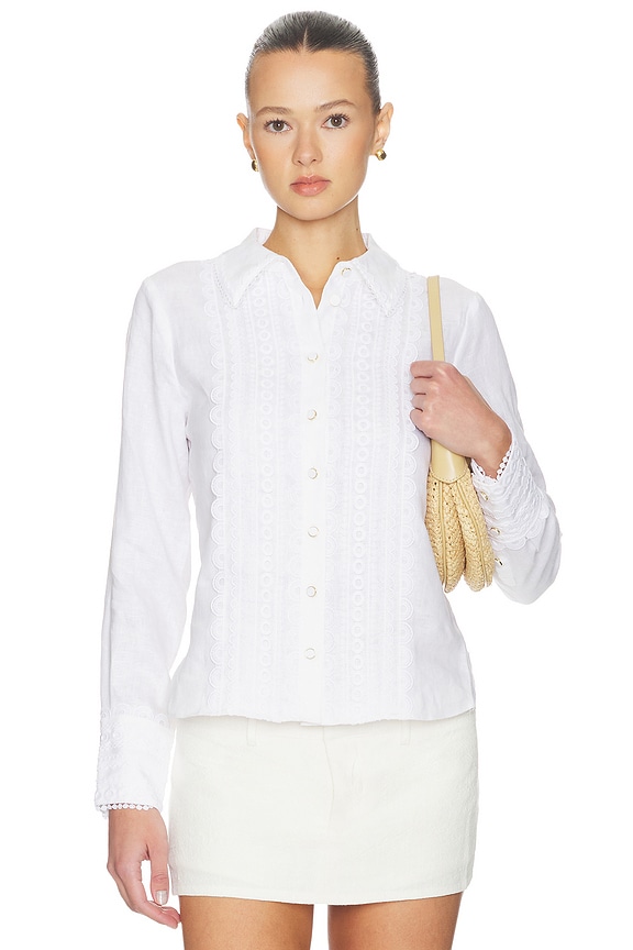 view 1 of 5 Ideal Shirt in Lace Inserts White