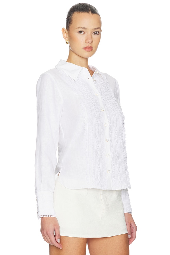 view 2 of 5 Ideal Shirt in Lace Inserts White