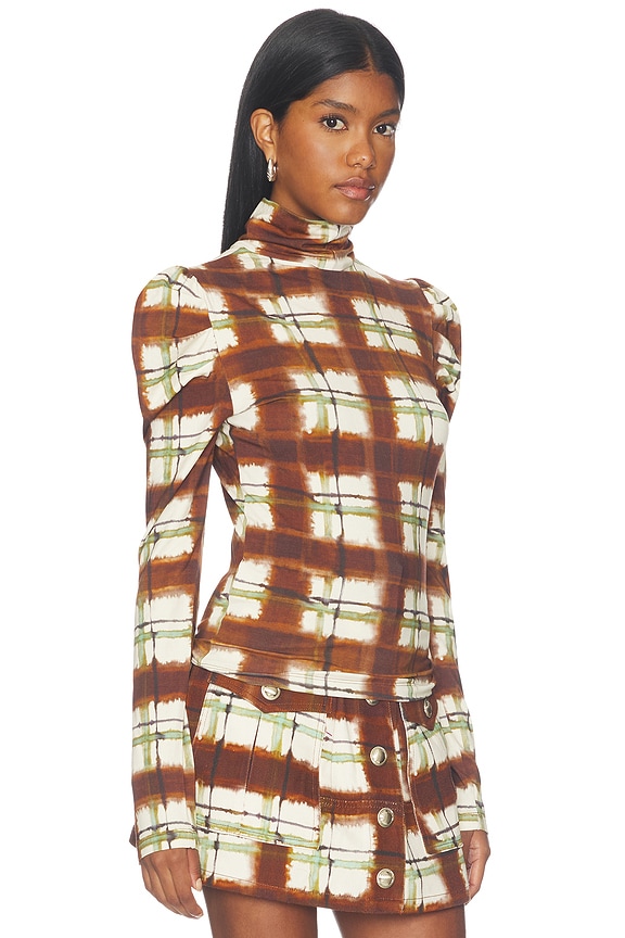view 2 of 4 Chira Top in Painted Plaid Brown