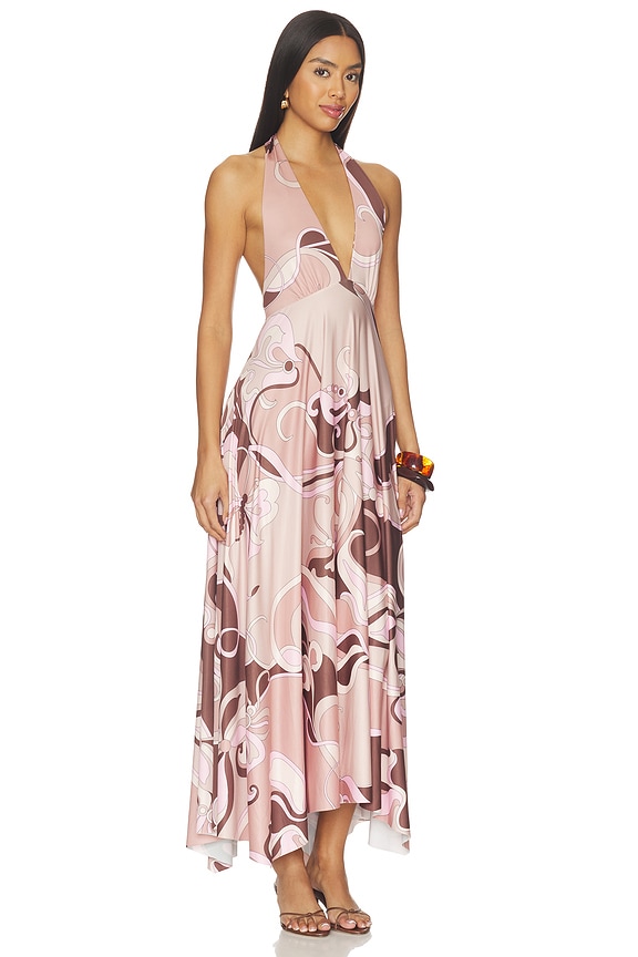 view 2 of 3 Lalique Halter Dress in Deco Mocha