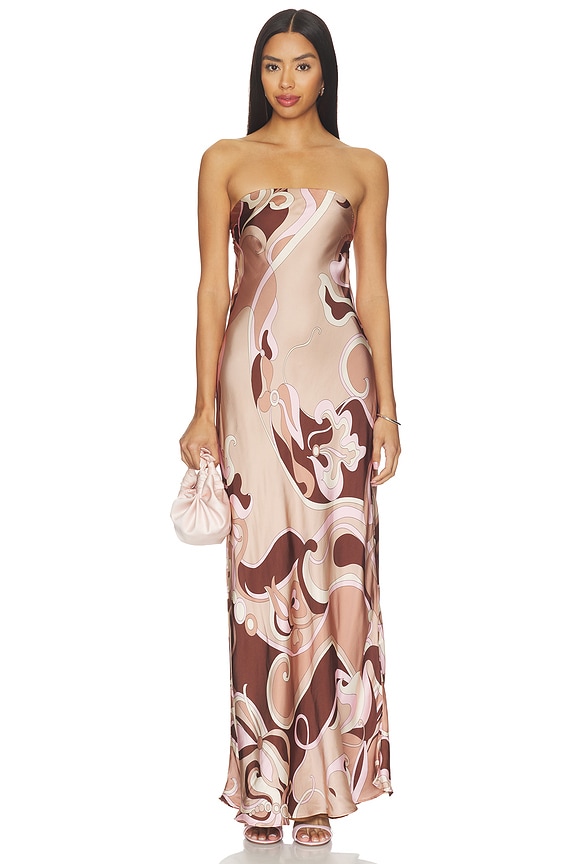 view 1 of 3 ROBE MAXI SANS BRETELLES DUCHESS in Deco Mocha