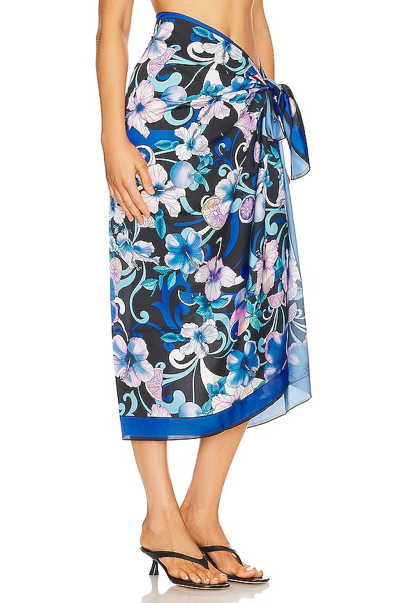 view 2 of 4 Long Sarong in Hibiscus Blue