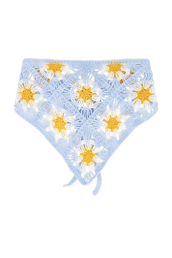 view 2 of 3 Hayes Crochet Knit Headscarf in Cornflower Blue