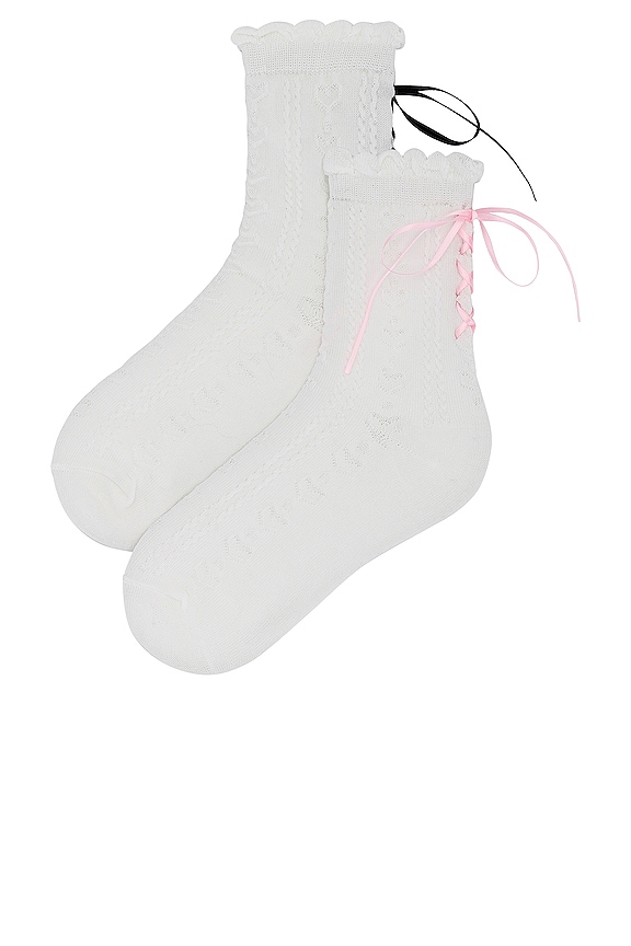 view 2 of 4 Tara Sock Set in Ivory & Pink