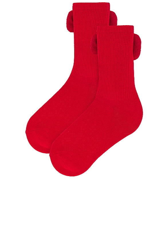 view 2 of 2 BOW 양말 in Red