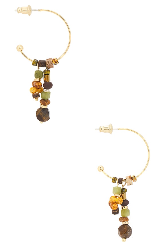 view 2 of 3 PENDIENTES LARGOS DAISY in Stone