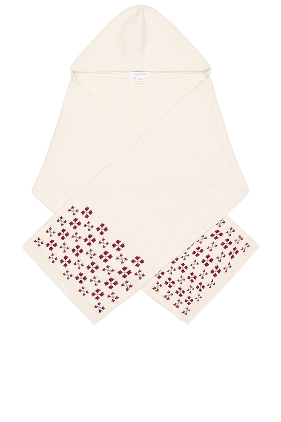 view 2 of 5 Winter Fair Isle Hoodie Scarf in Natural & Oxblood