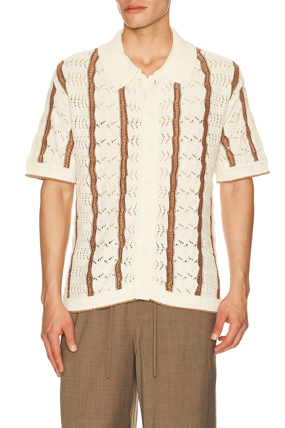 view 1 of 4 Novelty Stitch Button Down Shirt in Chocolate
