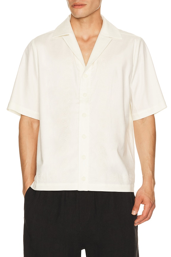 view 1 of 4 Anderson Paisley Embroidered Button Down Shirt in Solid White