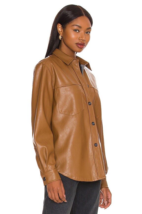 view 2 of 4 Daphne Faux Leather Shacket in Saddle Brown