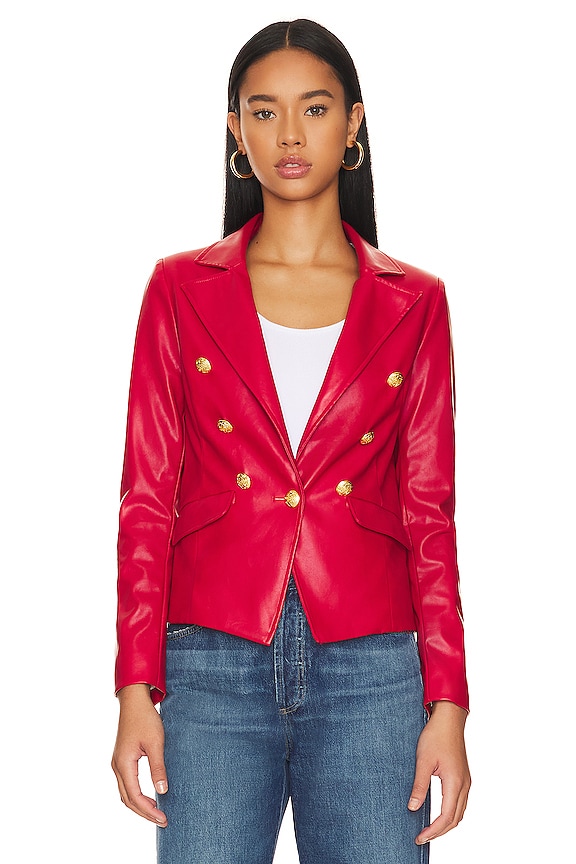 view 2 of 5 HAYES 비건 가죽 블레이저 in Cherry