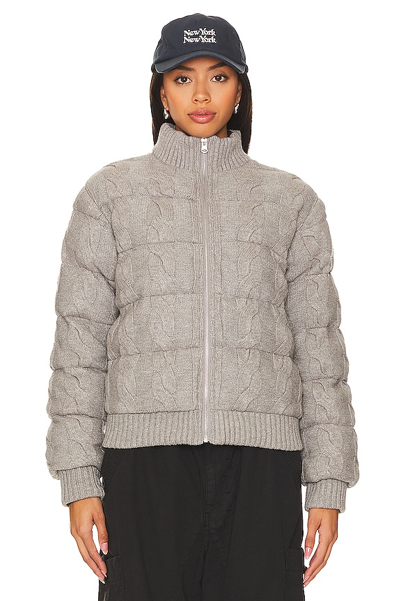 view 2 of 5 Aubrey Cable Puffer Jacket in Light Heather Grey