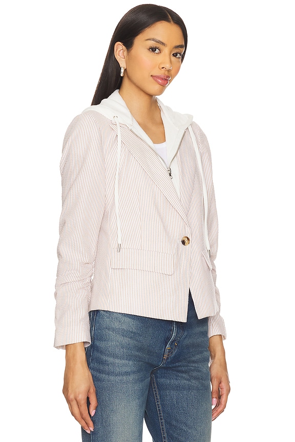 view 2 of 5 Alina Striped Blazer With Dickey in Khaki