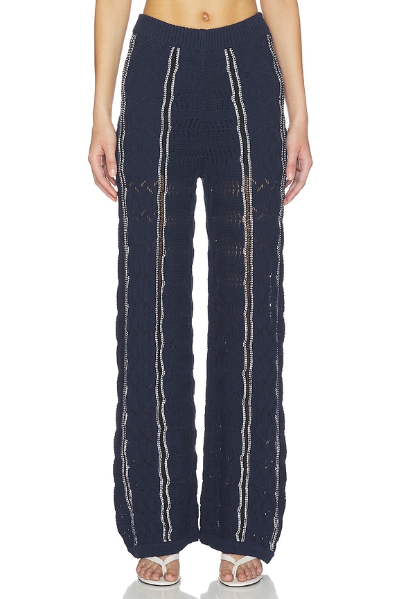 view 1 of 6 Amber Novelty Stitch Sweater Pant in Navy