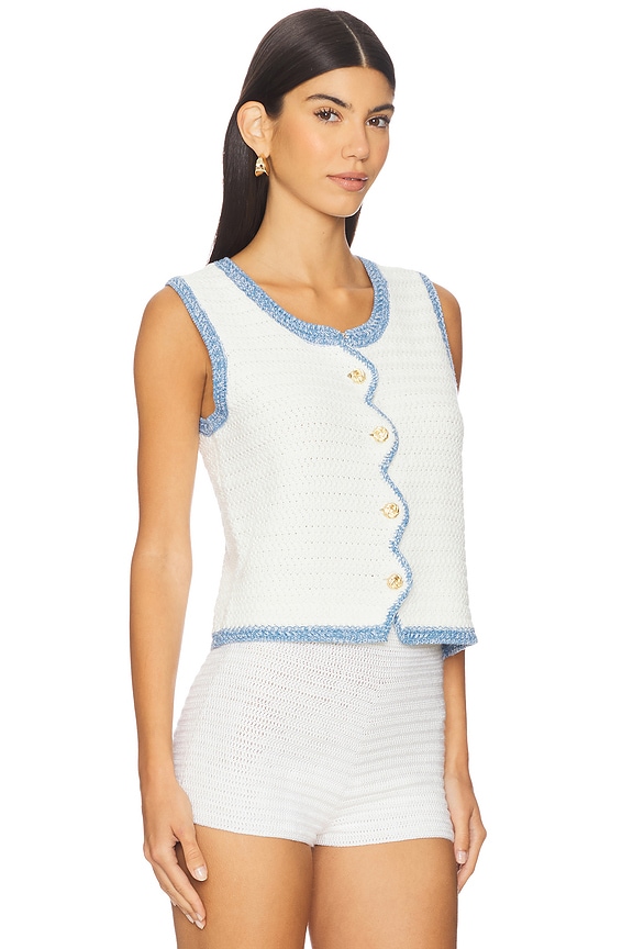 view 2 of 4 Rose Scallop Edge Tank in Ivory & Denim