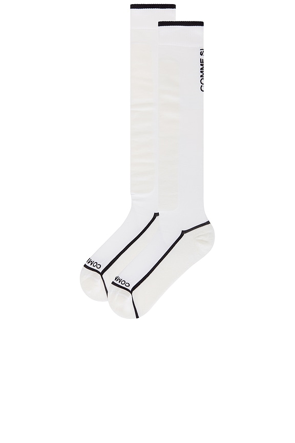 view 2 of 4 Ski Sock in White & Black Stripe