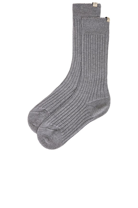 view 2 of 2 The Merino Chunky Sock in Heather Grey