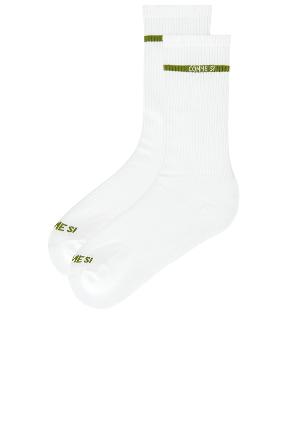 view 2 of 4 The Tennis Sock in White & Grass