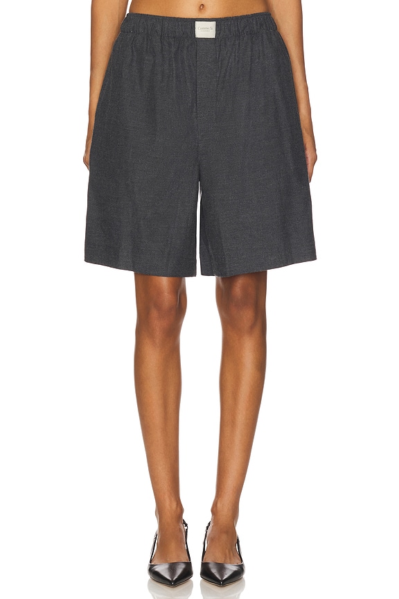 view 1 of 6 La Boxer Bermuda Flannel Short in Dark Grey Twill