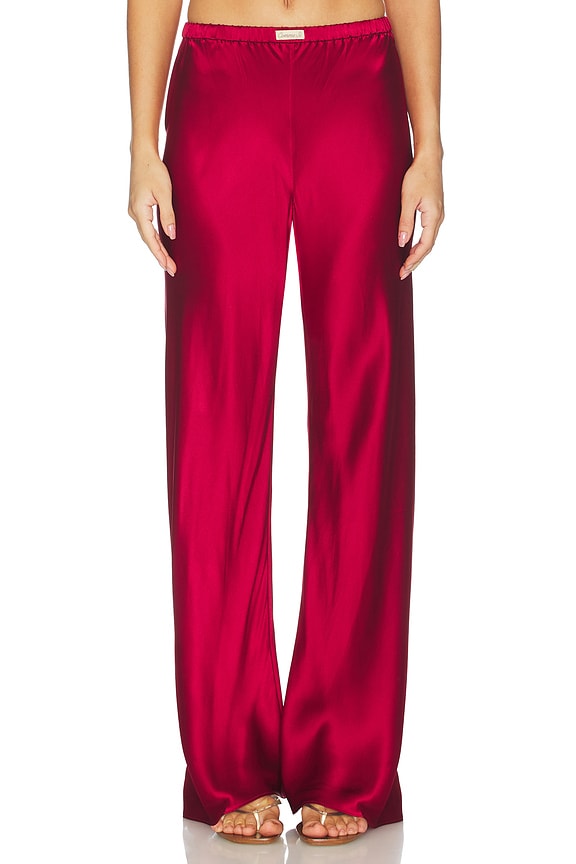 view 1 of 6 The Silk Bias Pant in Deep Red