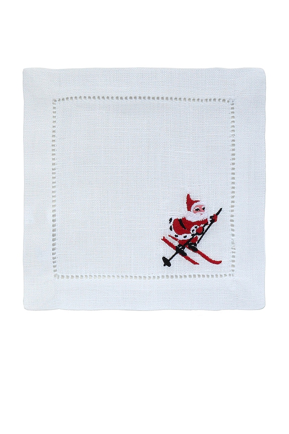 view 2 of 2 Skiing Santa Cocktail Napkins Set Of 4 in 