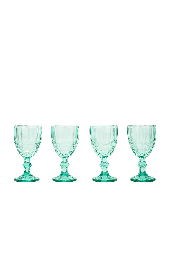 view 2 of 2 Teal Stem Glasses Set Of 4 in 
