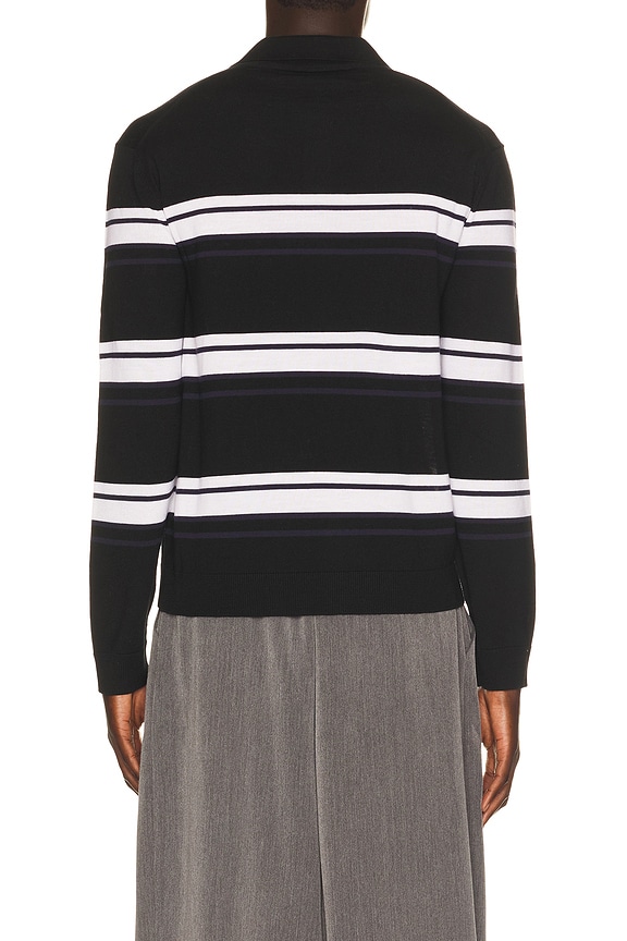 view 2 of 5 Petitot Striped Long Sleeve Knit Polo in Black & Nocturne & Noir