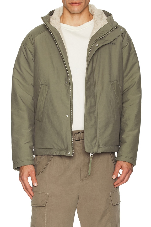 view 2 of 6 Alberni Reversible Fleece Bomber in Light Tan & Smokey Sage