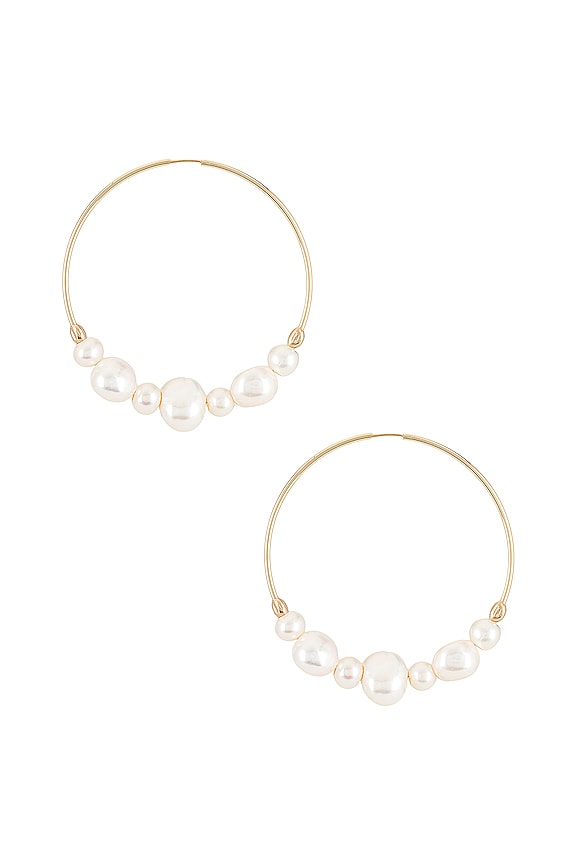 view 2 of 3 Tefnut Pearl Hoops in Gold