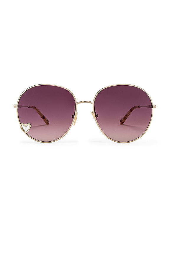 view 1 of 3 Aimee Round Mirrored Gradient in Shiny Classic Gold & Brown Mirrored Gradient