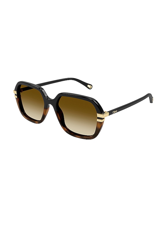 view 2 of 3 LUNETTES DE SOLEIL CARRÉES WEST in Shiny Solid Black & Shiny Medium Havana