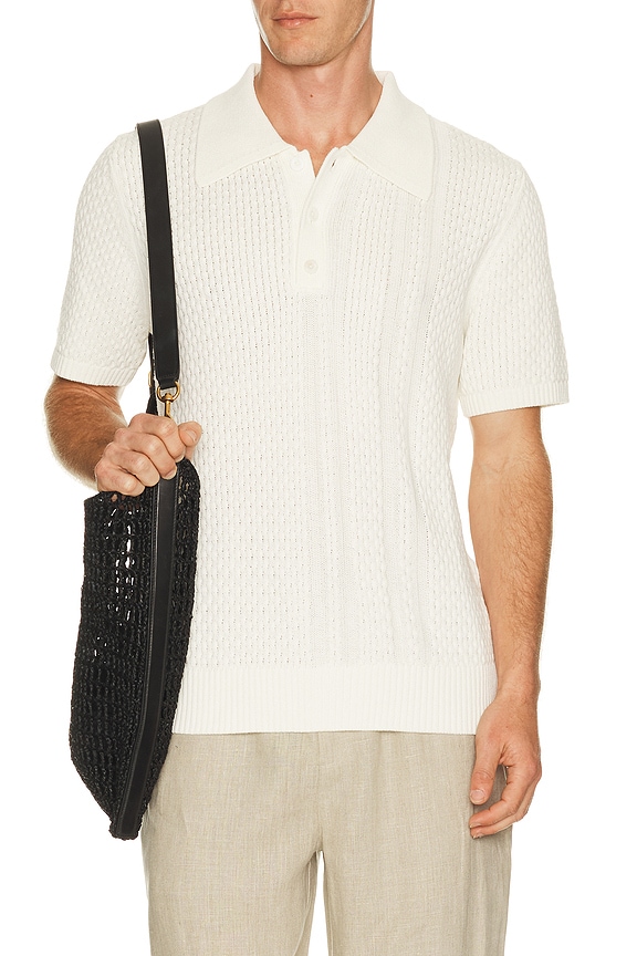 view 1 of 5 Santino Textured Polo in Ecru