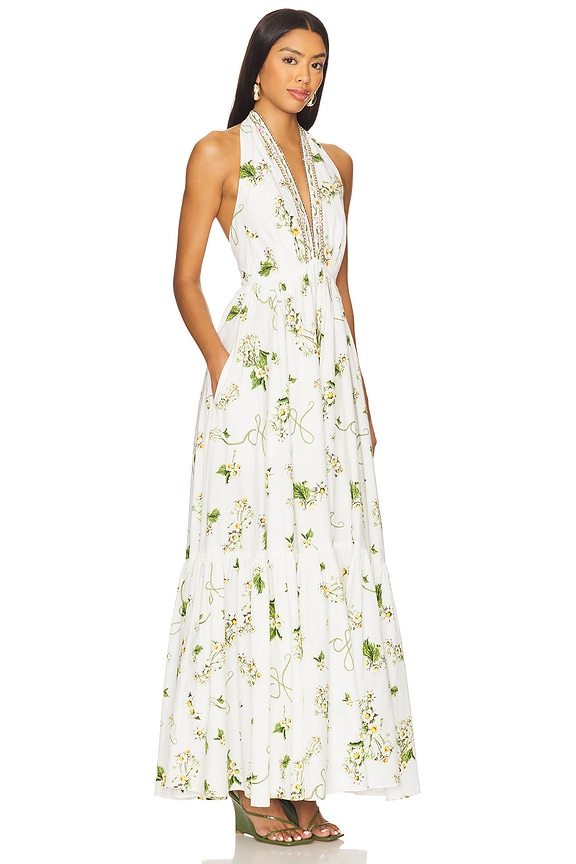 view 2 of 3 Ruffle Hem Halter Dress in Botanical Utopia