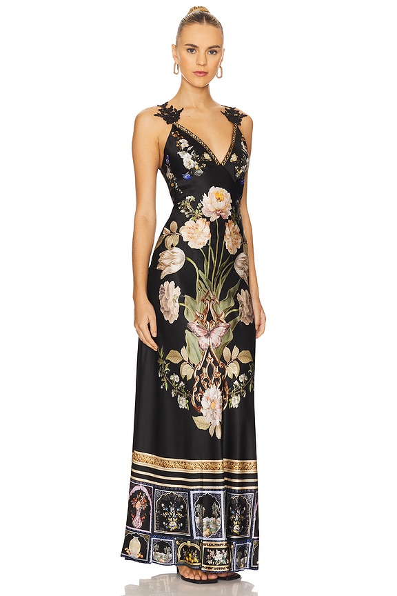 view 2 of 4 V Neck Full Length Bias Slip Dress in Ottoman Elegance